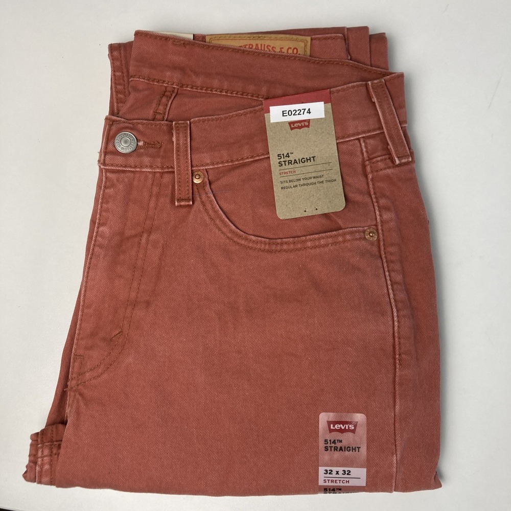 Levis 514 Straight Fit Jeans Stretch Jeans Color Red 32W 32L - Picture 7 of 11